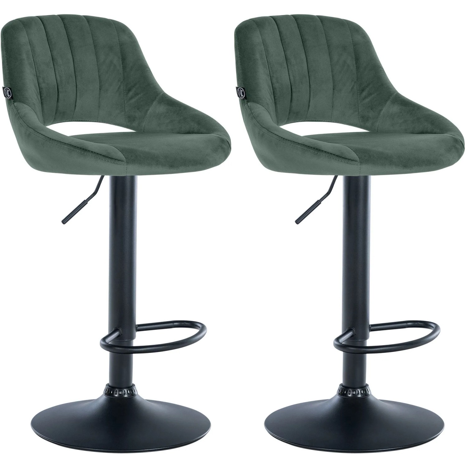 DELUKE 2er Set Barhocker SEGAD Samt Grünfarbig 47x48x85cm Schwarz Barstuhl Mit Lehne Tresenhocker Tresenstuhl
