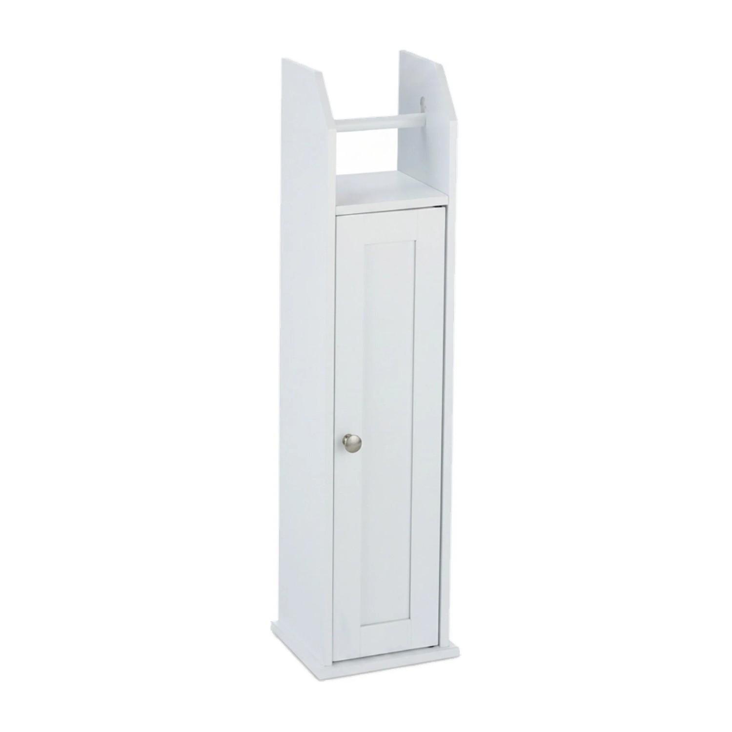 Relaxdays Toilettenpapierhalter MDF Metall Weiß Stehend 78,5 cm x 20 cm x 18 cm 4 kg