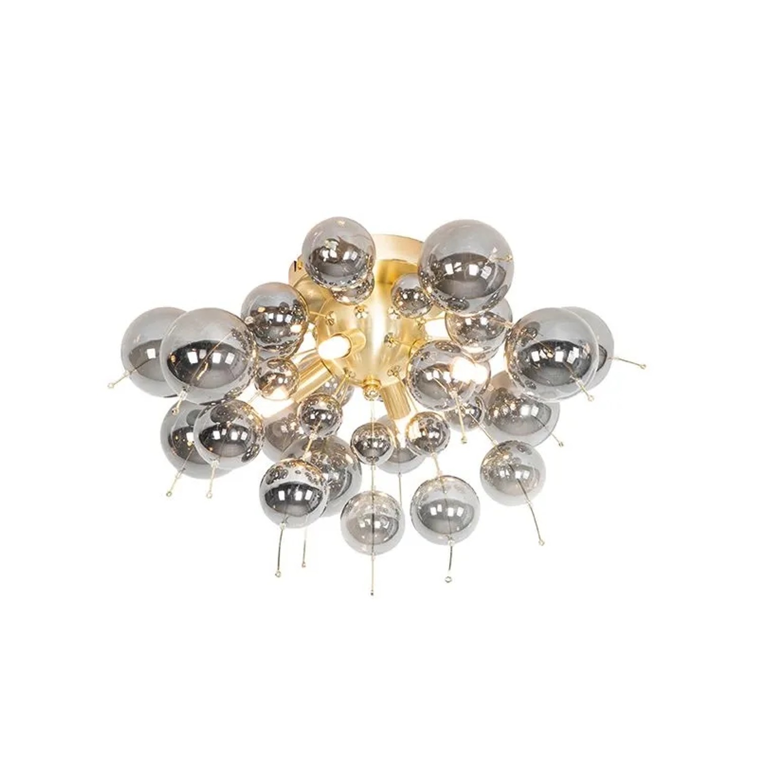 QAZQA Design Deckenleuchte Messing mit Rauchglas 4-flammig Explode