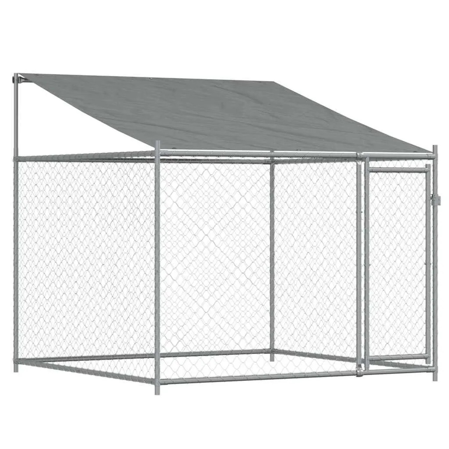 vidaXL Hundezwinger mit Dach und Tür Grau 2x2x2 m Verzinkter Stahl 172559