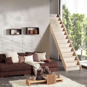 Treppen Intercon Holztreppe Casablanca Raumspartreppe Fichte Massiv Naturbelassen Gerade Mit 80 cm Treppenbreite Ohne Geländer Mit Setzstufen