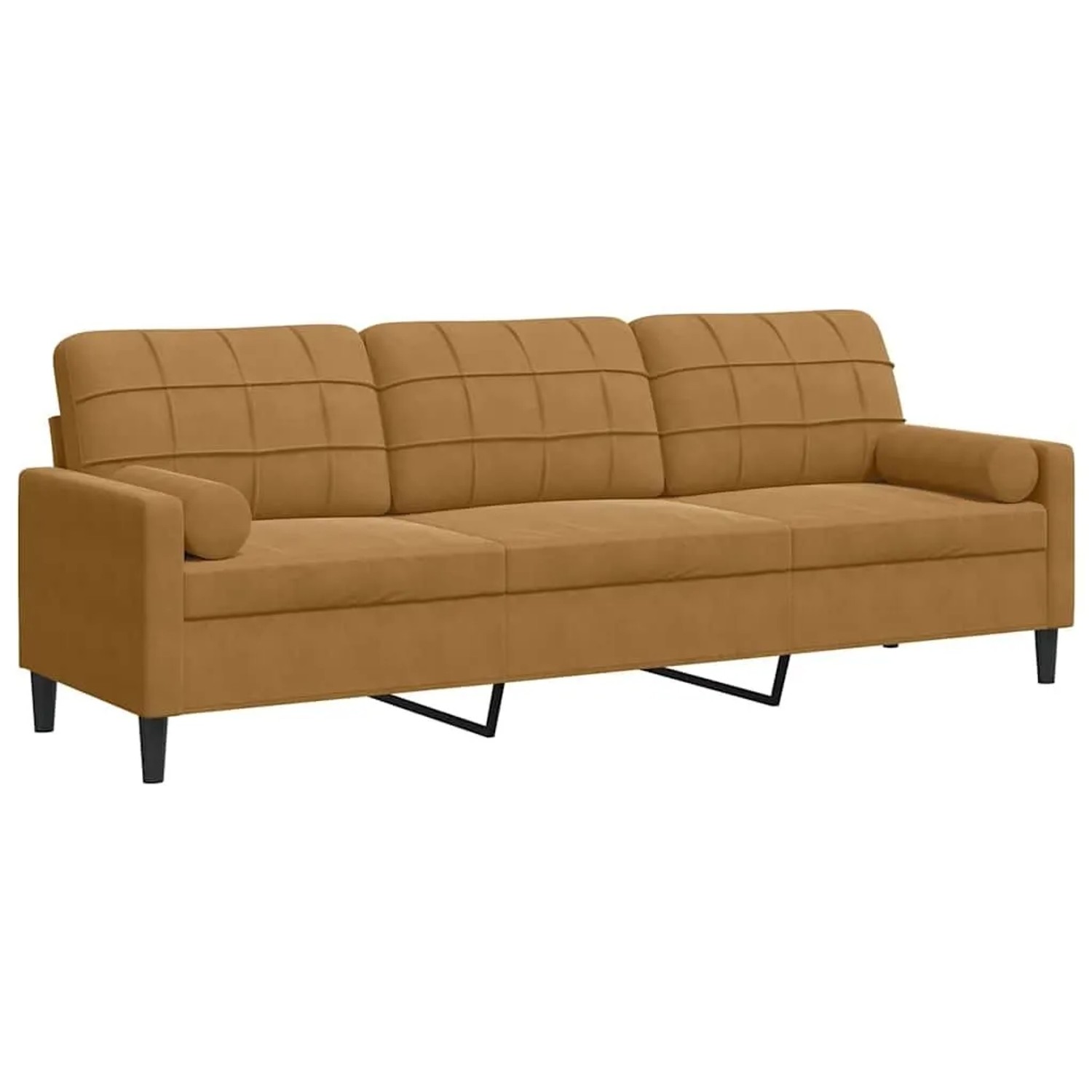 vidaXL Sofa 3-Sitzer mit Zierkissen Braun 210 cm Samt 3278246