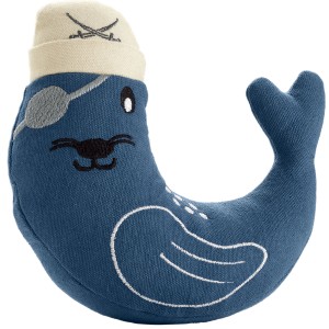 Hunter Hundespielzeug Sansibar Robbe Kampen, dunkelblau, mit Piraten-Augenklappe und Mütze.