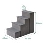 Relaxdays Hundetreppe grau, 4 Stufen, 65x40x70 cm, 40 kg Traglast. Faltbare Aufstiegshilfe für Haustiere.