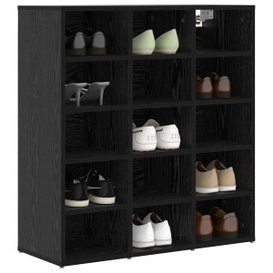 vidaXL Schuhschrank, Eichen-Optik, schwarz, mit 15 Fächern zur Schuhaufbewahrung.