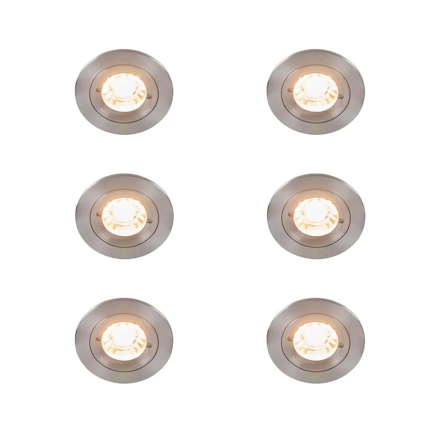 QAZQA Set mit 6 Modernen EinbauSpots Stahl Rund IP44 Xena