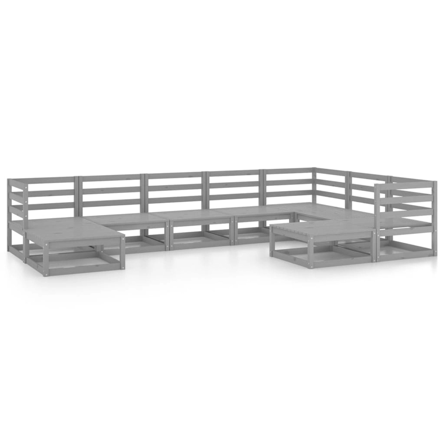 vidaXL 9-tlg Garten-Lounge-Set Grau Kiefer Massivholz Modell 14 günstig online kaufen