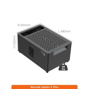 Marstek Jupiter C Plus Balkonkraftwerk-Speicher mit 2 Zusatzakkus, 7,68 kWh. Power Station mit Maßen.