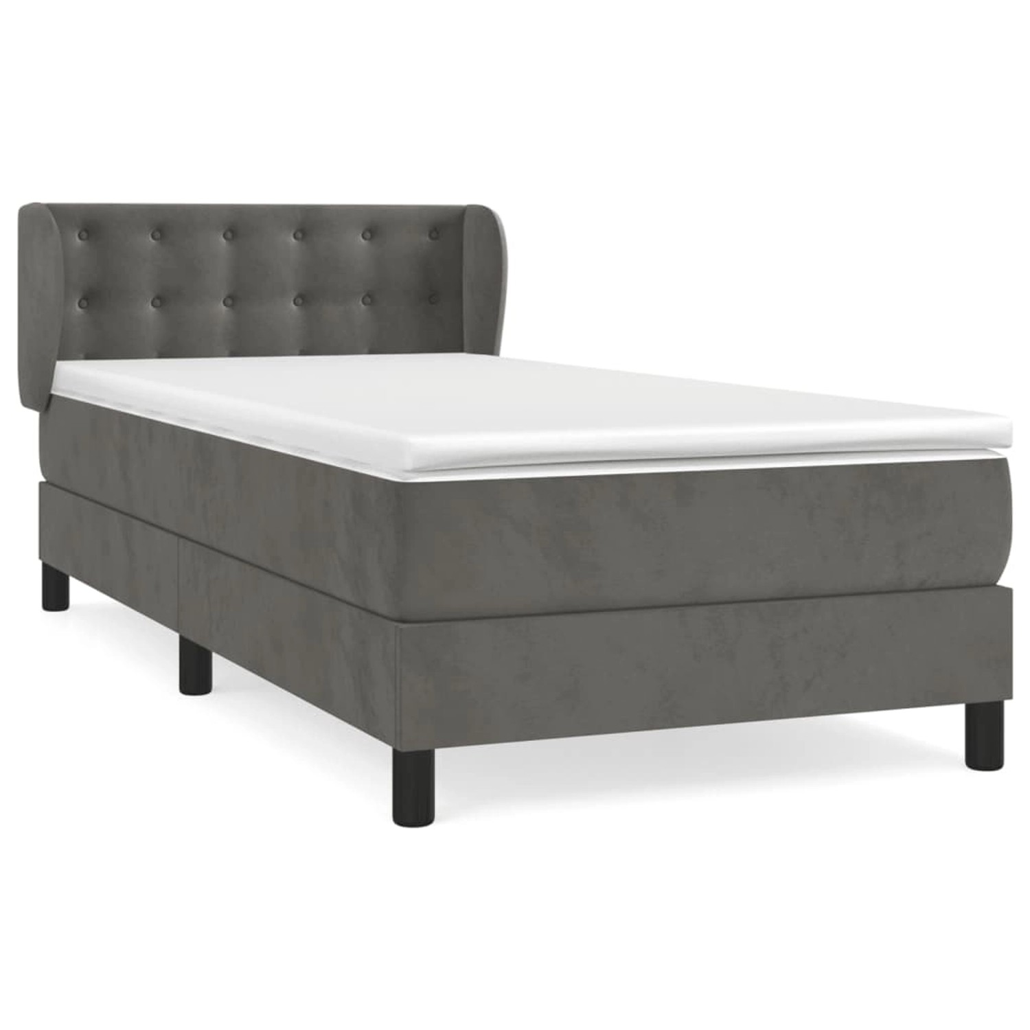 vidaXL Boxspringbett mit Matratze Dunkelgrau 100x200 cm Samt1398152 günstig online kaufen