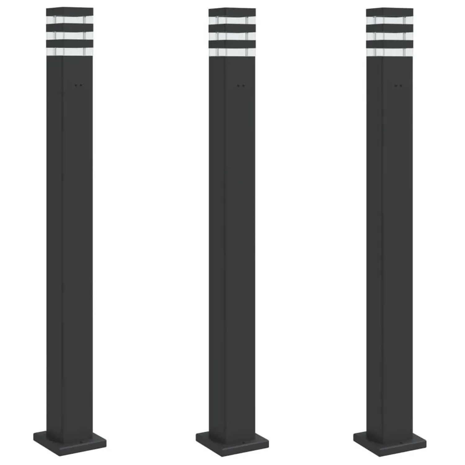 vidaXL Wegeleuchten mit Steckdose 3 Stk Schwarz 110 cm Aluminium 4006410