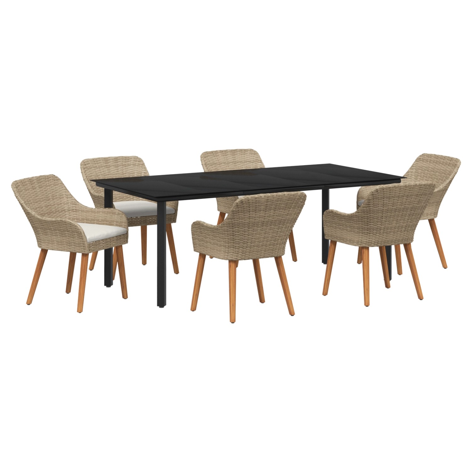 vidaXL 7-Teiliges Garten Essset Beige Poly Rattan 3261703 günstig online kaufen