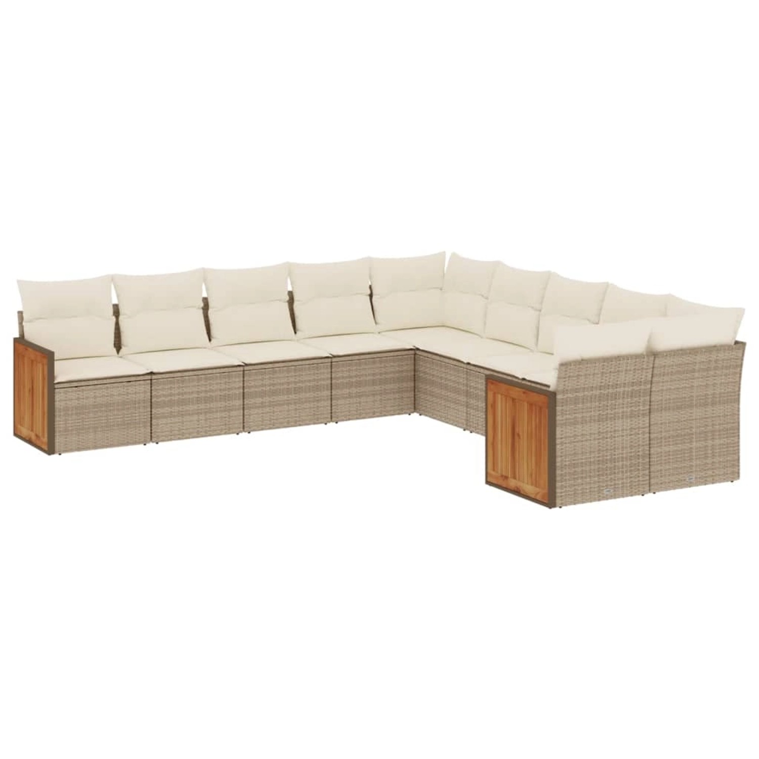 vidaXL 10-tlg Garten-Sofagarnitur mit Kissen Beige Poly Rattan Modell 135 günstig online kaufen