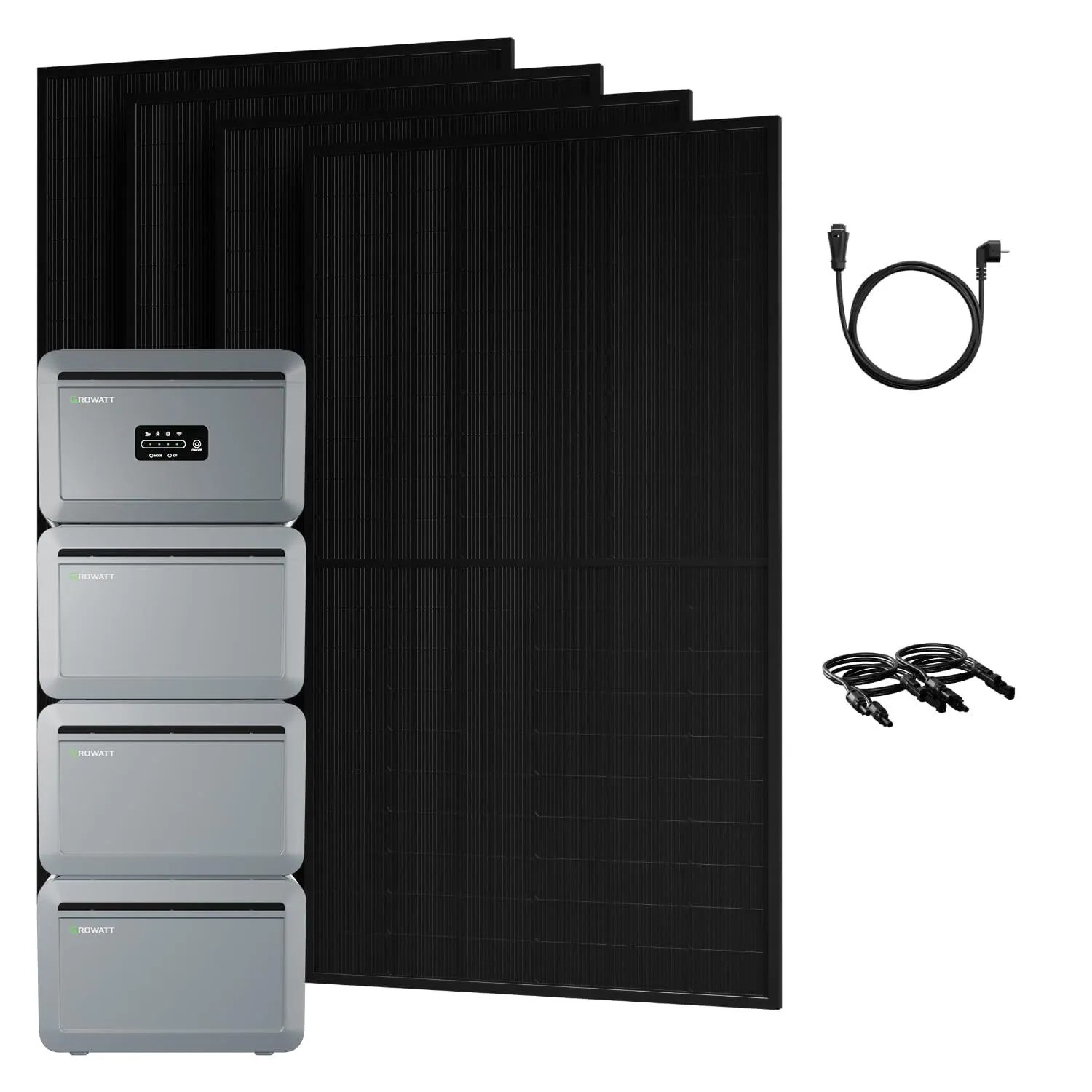 Growatt Balkonkraftwerk Set NEXA 2000 Speicher 8192 Wh mit 2000 W Bifazial Glas-Glas Full-Black