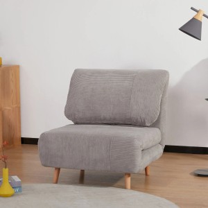 Graues HOMCOM 2-in-1 Schlafsofa im Cord-Optik mit Holzfüßen.