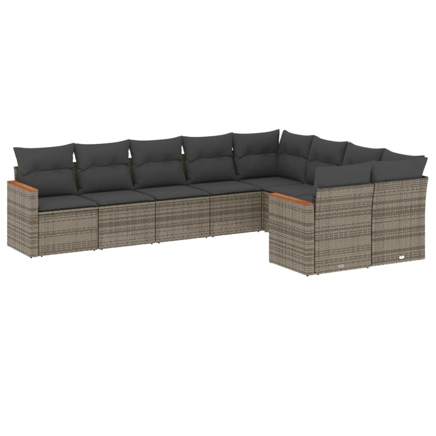 vidaXL 9-Tlg Garten-Sofagarnitur mit Kissen Grau Poly Rattan 3226305