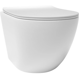 Weißes, spülrandloses Verosan+ Wand-WC Aliki mit WC-Sitz. Modernes Design für Ihr Badezimmer.