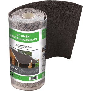 Rolle Bitumen-Gartenhausbahn, selbstklebend, schwarz, 2,5 m² zur Dachabdichtung.