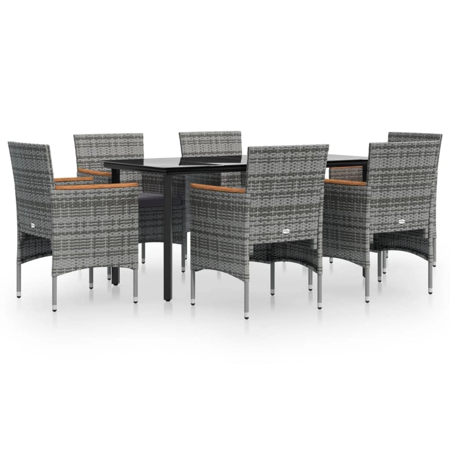 vidaXL 7-Tlg Garten-Essgruppe mit Kissen Grau und Schwarz 3156637
