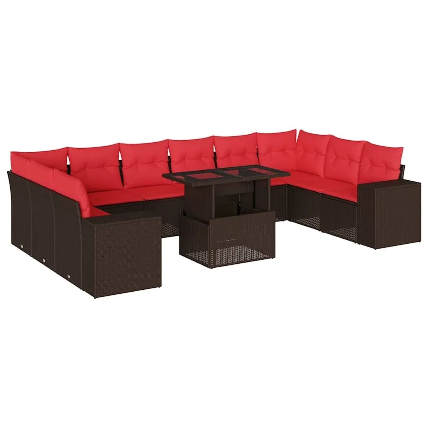 vidaXL 11-Tlg Gartensofa-Set mit Kissen Braun Polyrattan 3269414 günstig online kaufen