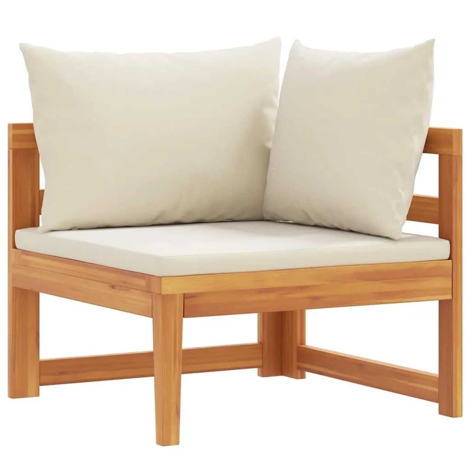 vidaXL Ecksofa mit Cremeweißen Kissen Massivholz Akazie 316315