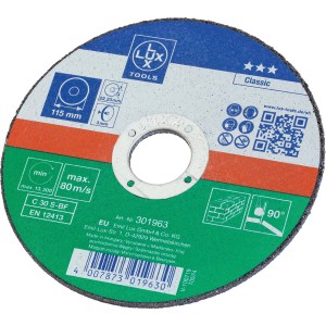 LUX Gewebe-Trennscheibe Classic Stein, 115 mm Durchmesser, für Winkelschleifer.