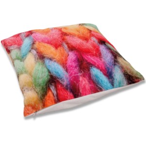 Bestlivings Kissenhülle 2er Pack mit Fotodruck Wolle, bunte Strickoptik, 40x40 cm.