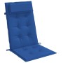 Königsblaue Hochlehner-Auflage aus Oxford-Gewebe mit Kopfpolster und Steppung für Gartenstühle.