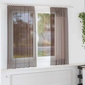 vidaXL Voile Vorhänge mit Stangentaschen 2 Stk Braun 4102171