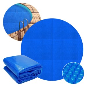 Blaue ECD Germany Solarfolie, rund, Ø488cm, 400µm, aus PE-Luftpolster für Pool Abdeckung.
