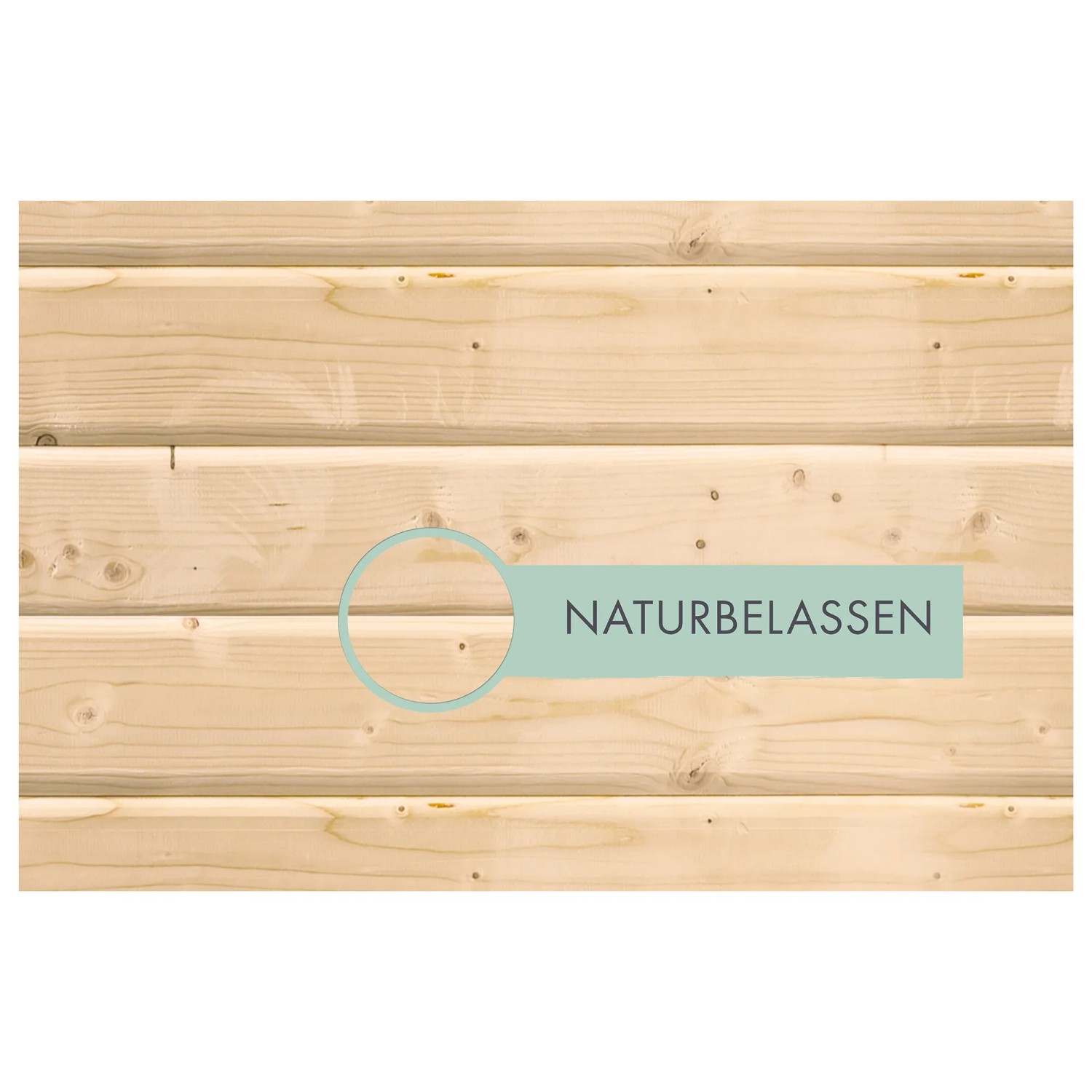 Detailansicht der naturbelassenen Holzfassade des Karibu Gartenhauses Skanderborg.