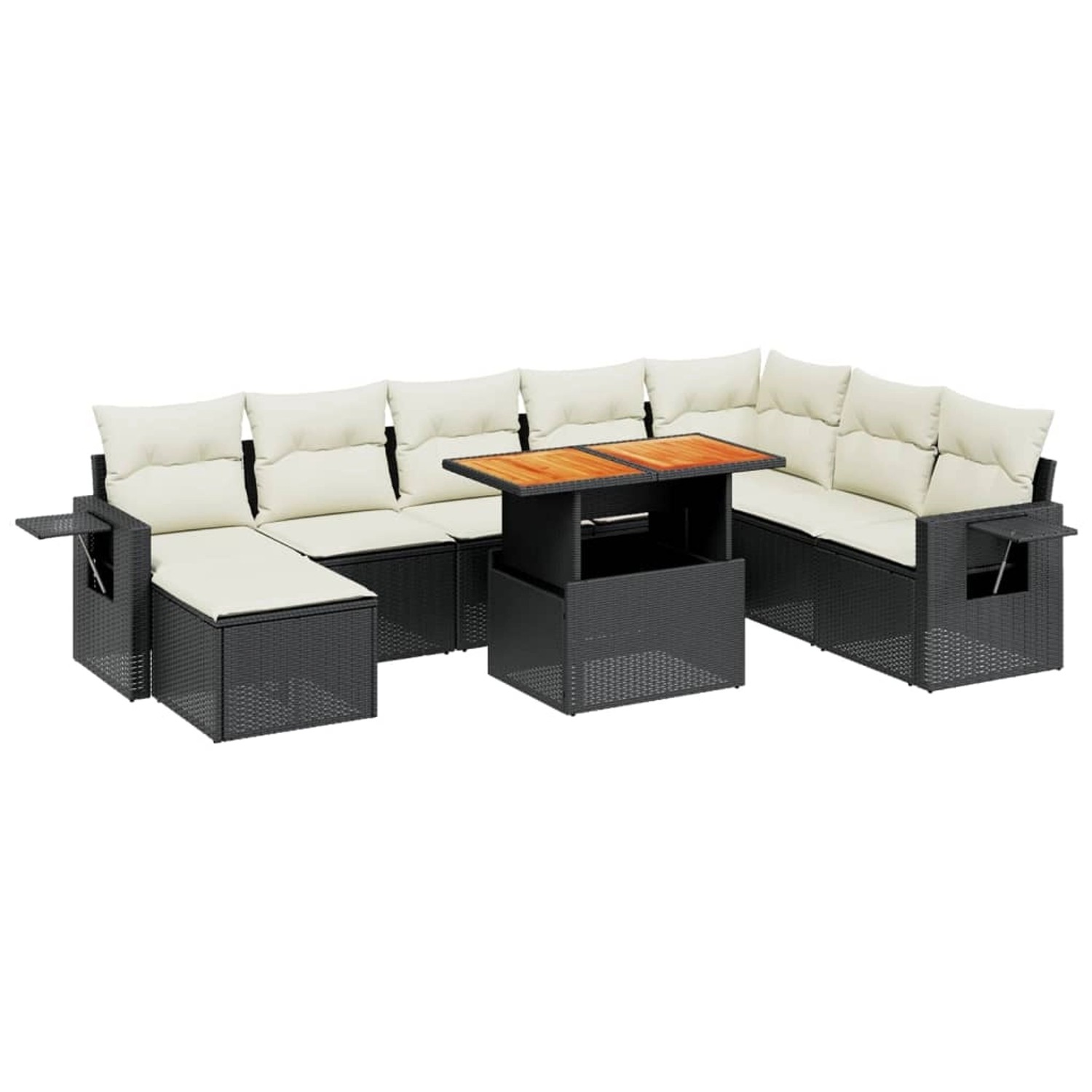 vidaXL 9-Tlg Garten-Sofagarnitur mit Kissen Schwarz Poly Rattan 3275737 günstig online kaufen