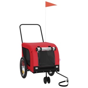 vidaXL Hundeanhänger in Rot/Schwarz aus Oxford-Gewebe & Eisen. Sicherer Transport für Hunde.