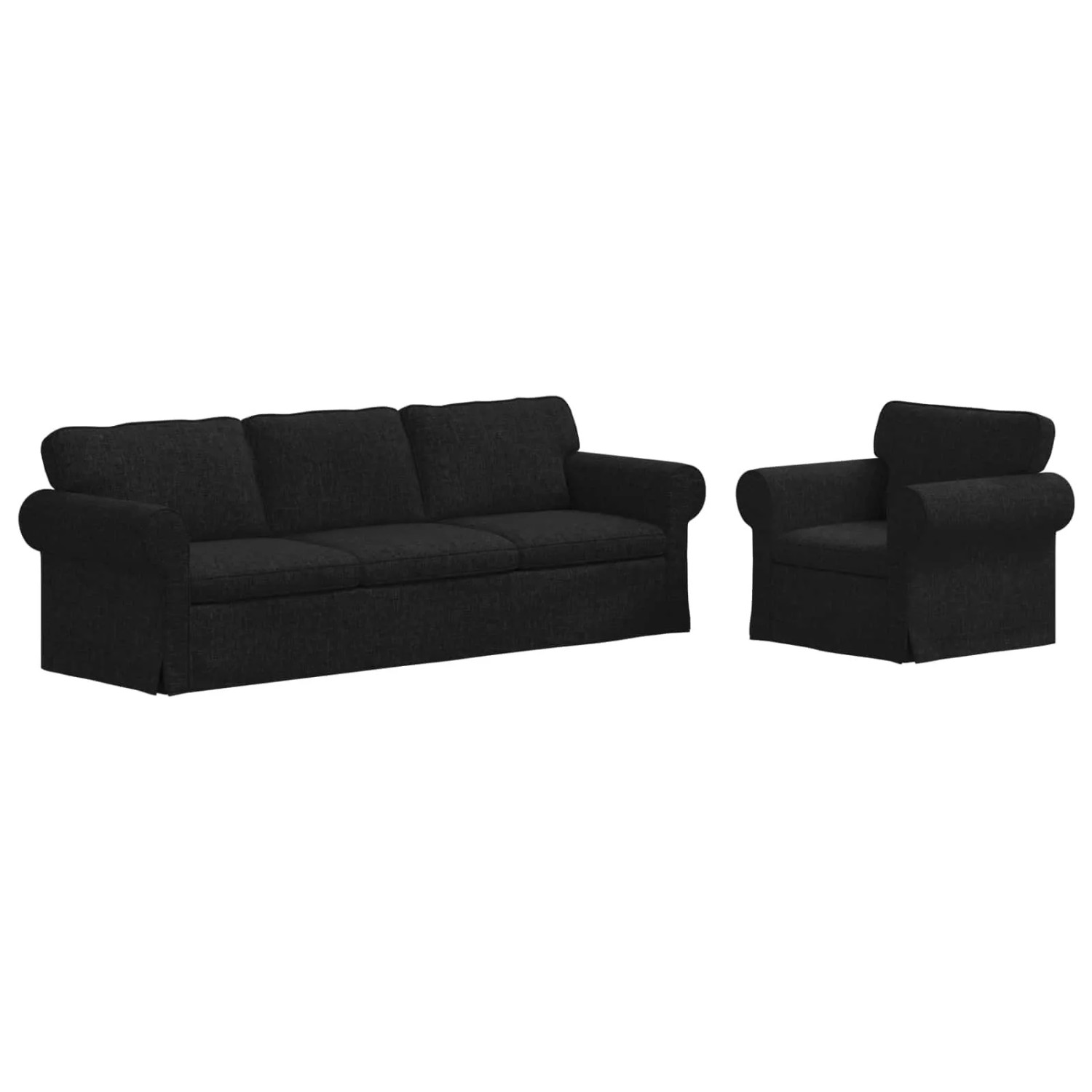 vidaXL Sofa 2-Tlg Schwarz 245 x 82 x 80 cm Stoff 3407620