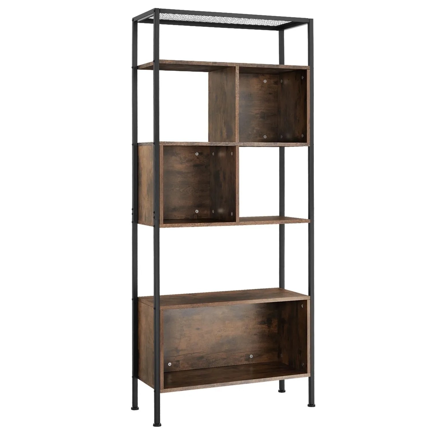 Tectake Regal Hastings Industrial Style Holz und Stahl  75 x 31 x 170 50 cm Industrial Holz Dunkel  Rustikal