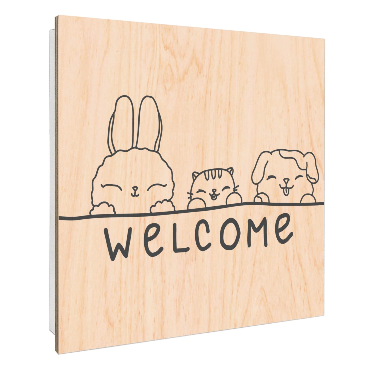 Banjado Schlüsselkasten mit Holzfront 30x30cm Weiß Scharnier Links 50 Haken günstig online kaufen