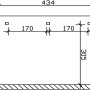 Technische Zeichnung der Skan Holz Terrassenüberdachung Andria, Maße: 434 x 350 cm.