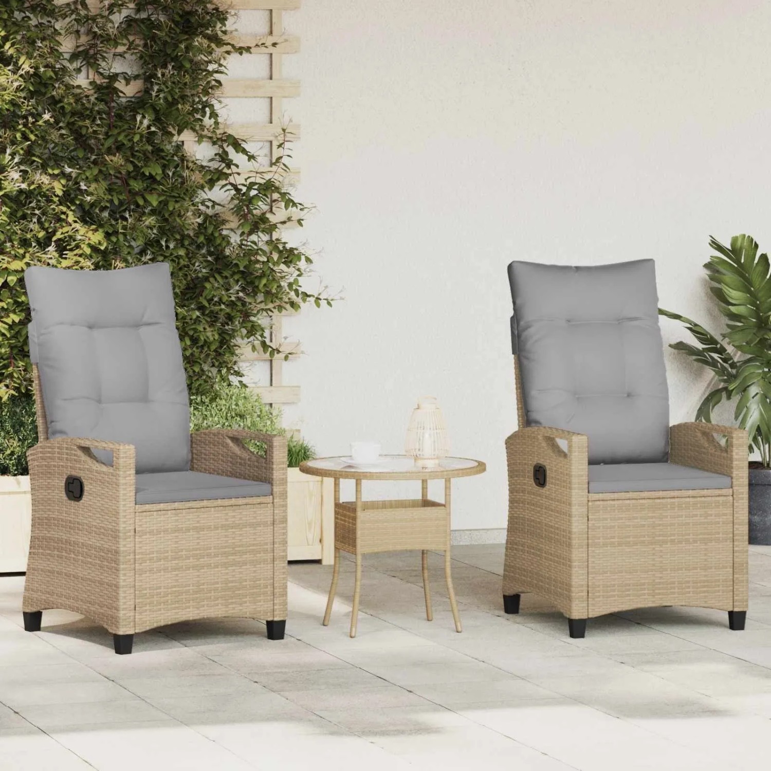 vidaXL Gartenstuhl 2 Stk Beige und Hellgrau 56 x 60 x 112 cm 42026833_2