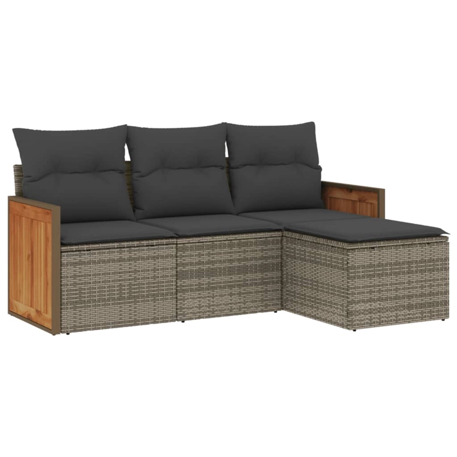 vidaXL 4-Tlg Garten-Sofagarnitur mit Kissen Grau Poly Rattan 3227586 günstig online kaufen