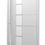 Weiße Aluminium Haustür Moderno M360/P mit Edelstahlgriff und Glaseinsatz