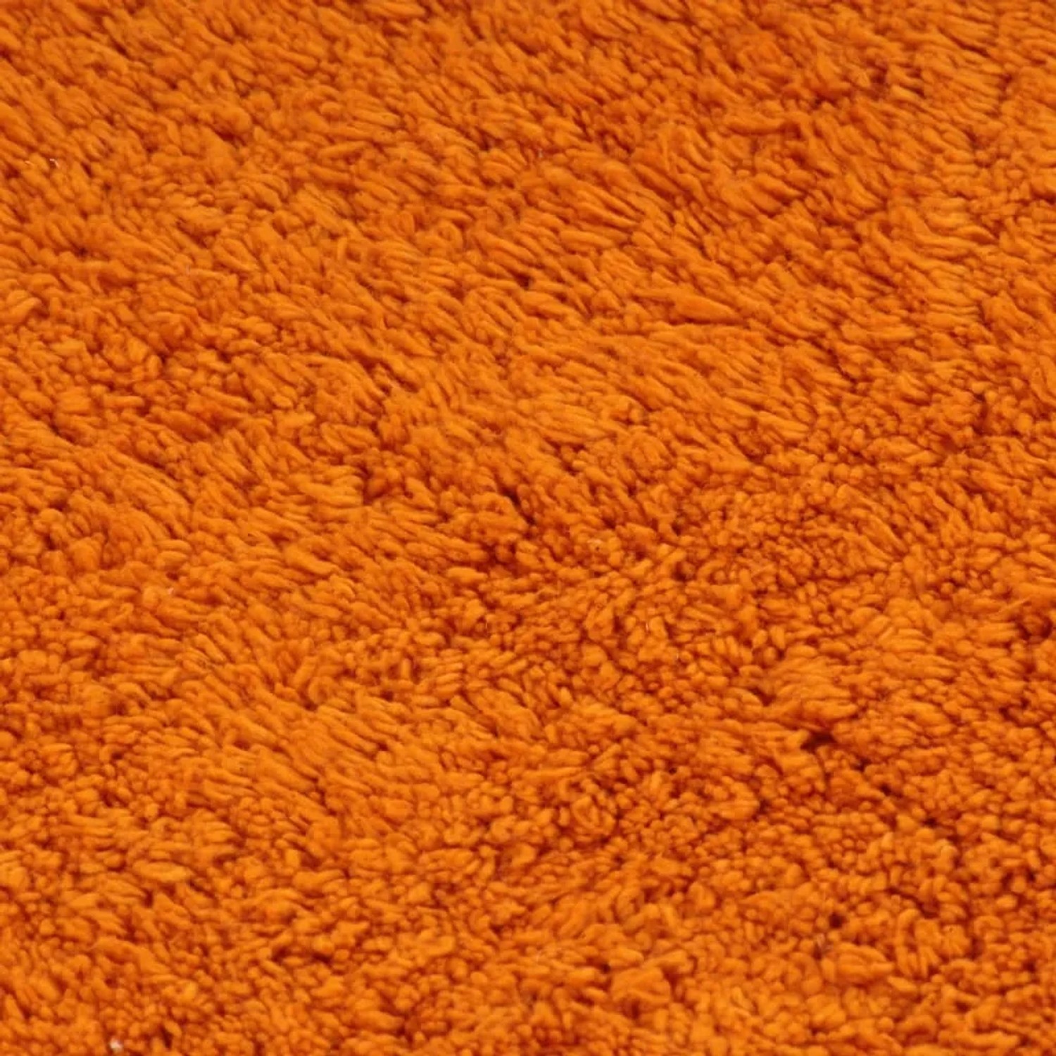 Orangefarbenes Badematten-Set, 3-teilig, Stoff, Detailaufnahme der Textur.