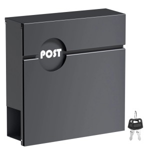 Wiltec Briefkasten Anthrazit V62 Postkasten Stahl Zeitungsfach Wandbriefkasten