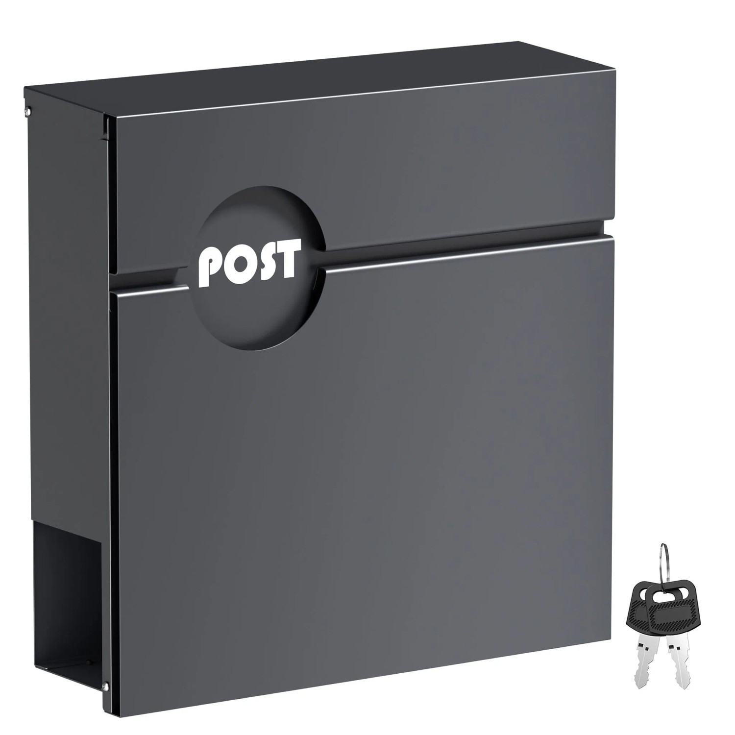 Wiltec Briefkasten Anthrazit V62 Postkasten Stahl Zeitungsfach Wandbriefkasten