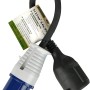 CEE Adapterleitung mit 3-poligem Stecker und Schutzkontakt-Kupplung, 40cm Kabel für Autoanhänger.