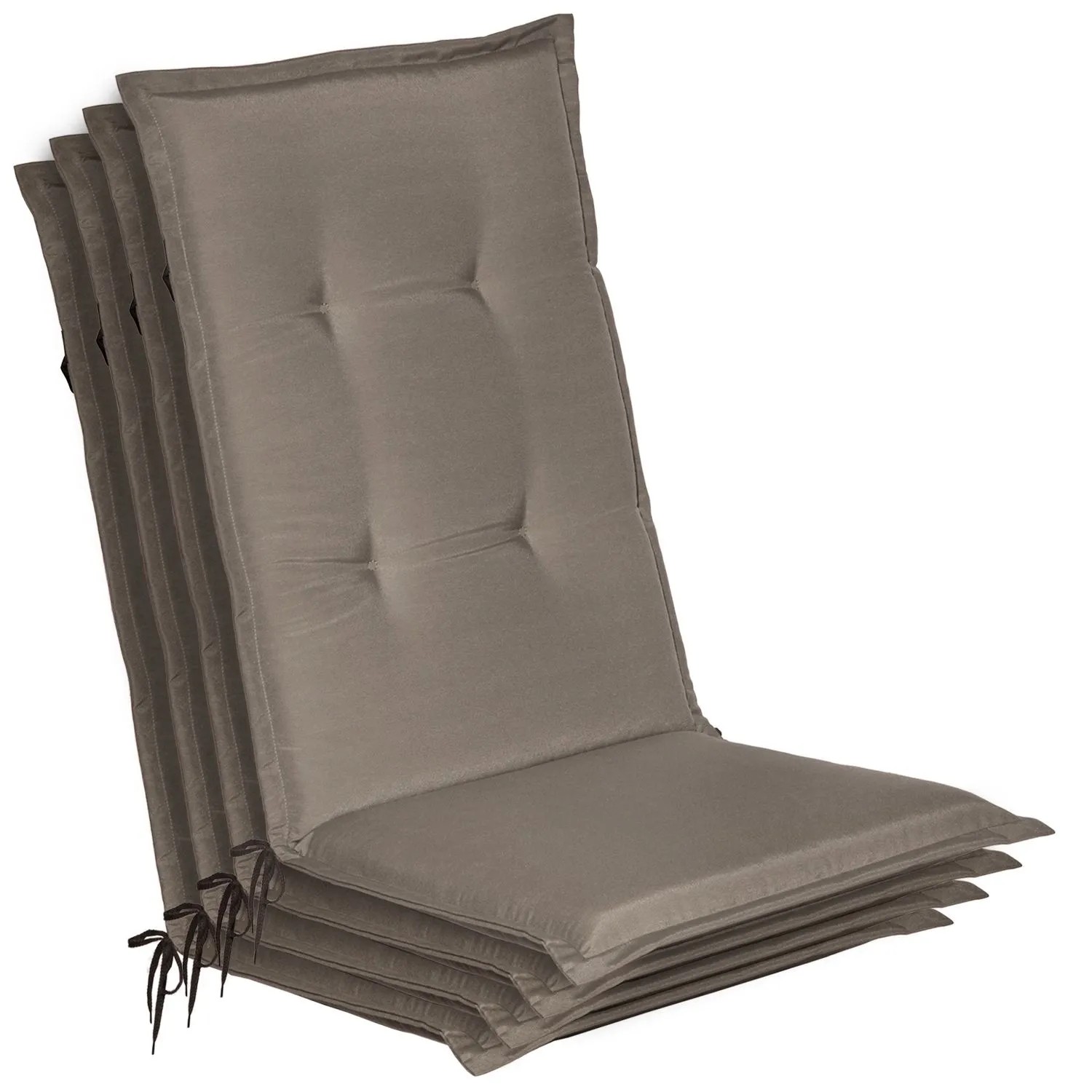 Beautissu 4er Set Gartenstuhlauflage Loft HL Taupe 120x50x6cm