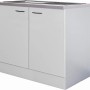 Flex-Well Spülenunterschrank Wito, 100 cm, Weiß, mit 2 Türen und Edelstahlspüle.
