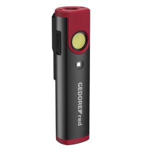 Gedore Red Mini Arbeitslampe UV, Taschenlampe mit Clip und Magnet in Schwarz/Rot.