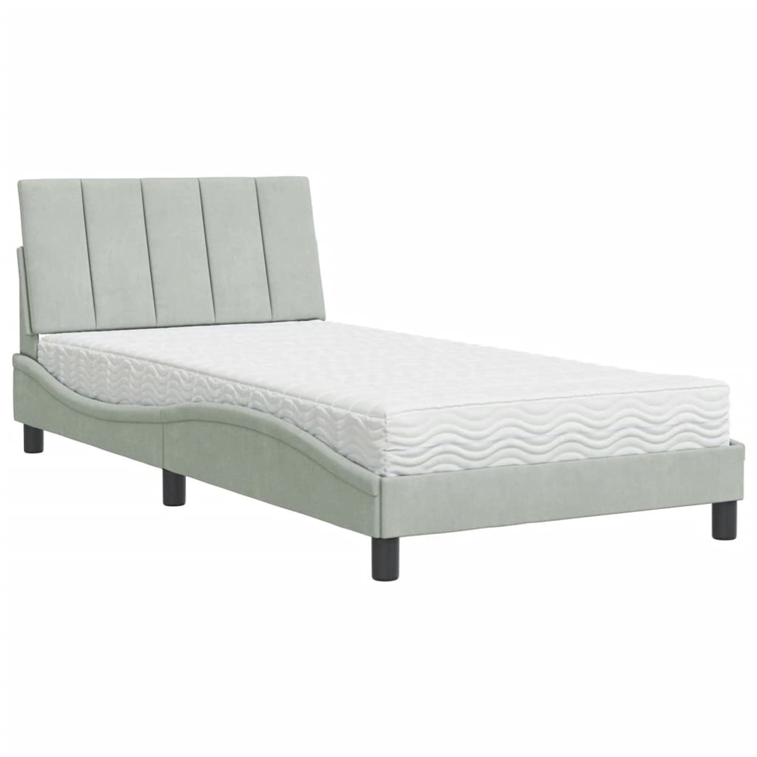vidaXL Bett mit Matratze Hellgrau 100x200 cm Samt2009576