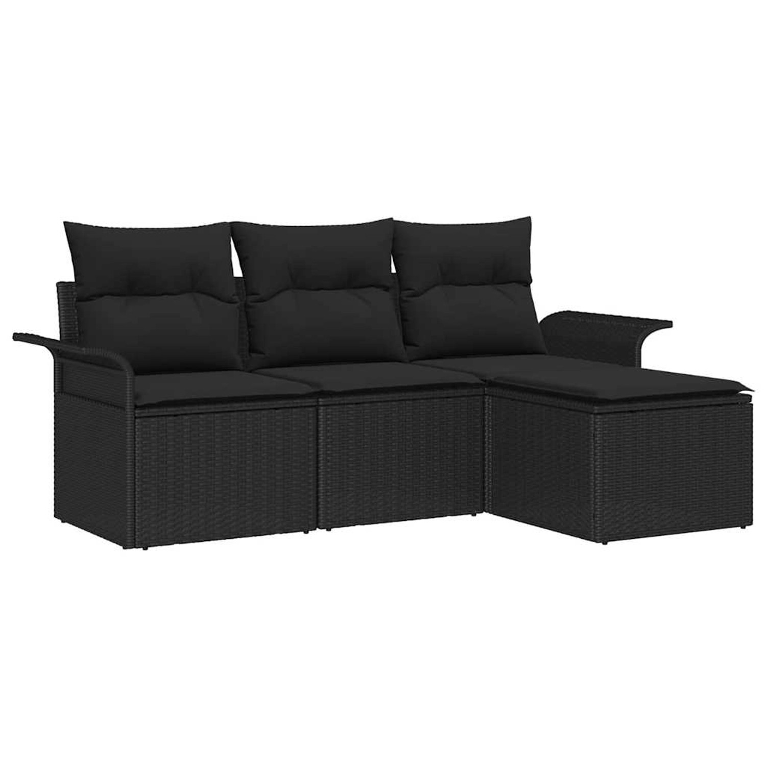 vidaXL Garten-Sofa-Set mit Kissen 4-Tlg Schwarz Poly Rattan 3353982 günstig online kaufen