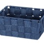 Wenko Aufbewahrungskorb Adria Mini, dunkelblaues Kunststoff-Geflecht, 19x9x14 cm.