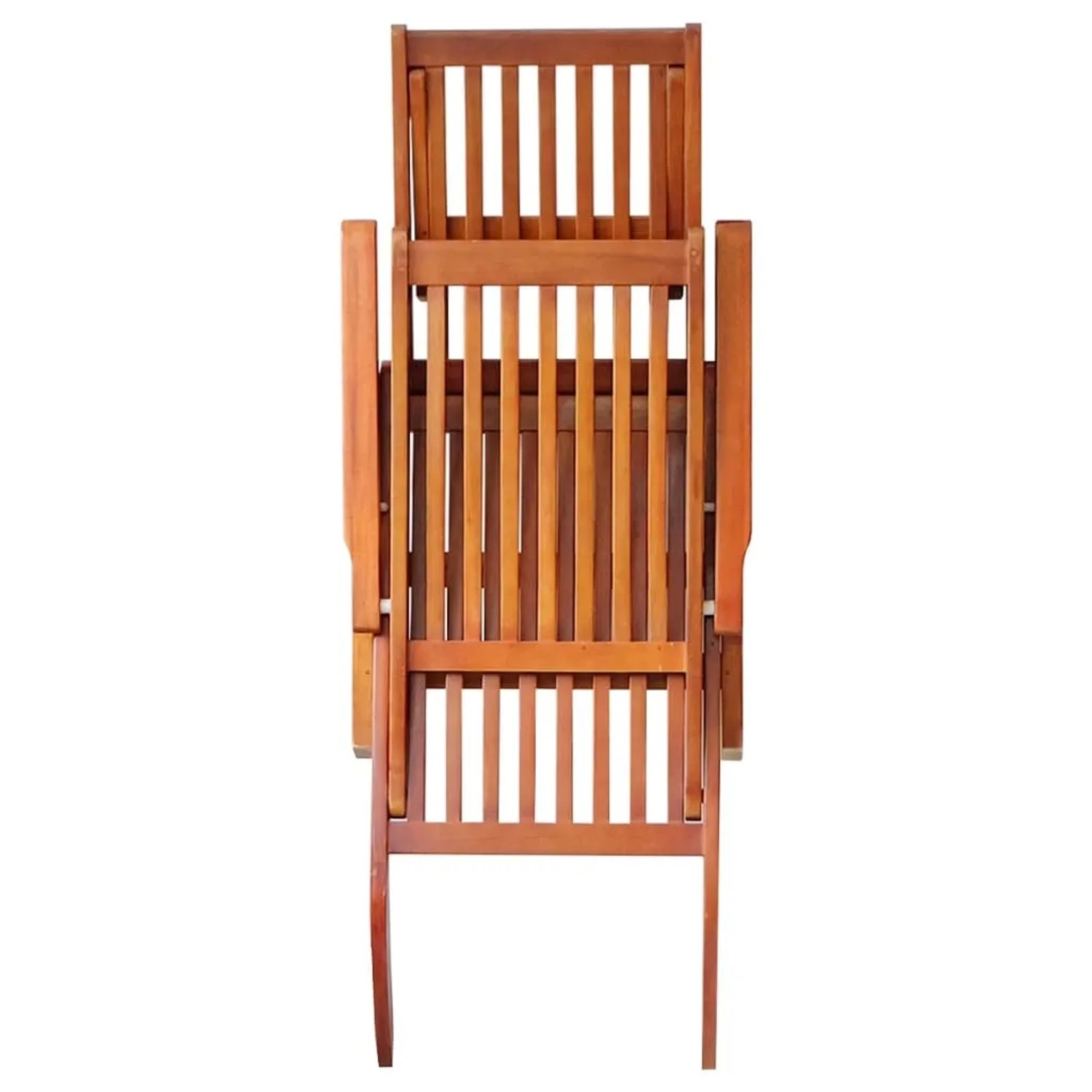 Zusammengeklappter vidaXL Liegestuhl aus Akazienholz mit Fußstütze und taupefarbener Auflage.